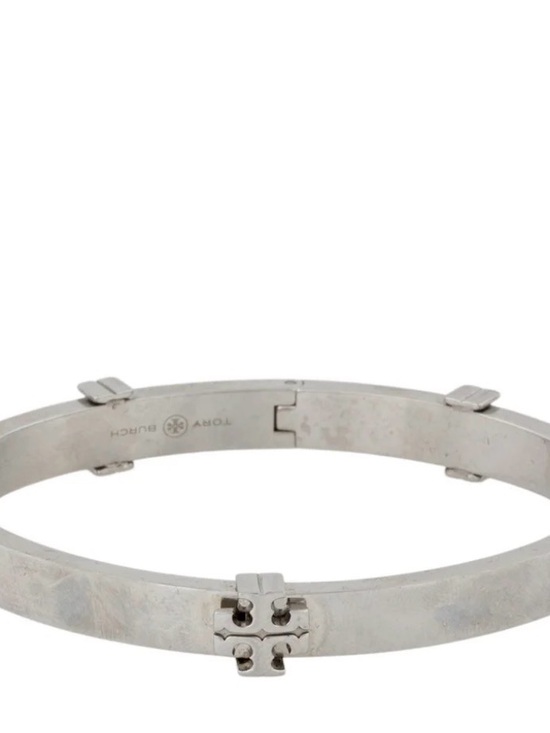 Tory Burch Accessories - Tory Burch Silver-Tone Logo Hinge Bracelet